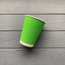 Стакан гофра 440мл Зелений (25шт/уп|750шт/ящ) 91мм