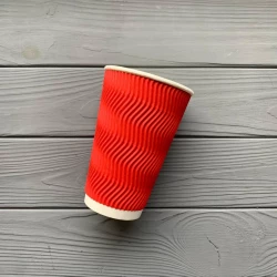 Стакан гофрований червоний 500 мл TGR500 (15шт/уп|450шт/ящ) 91 мм