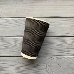 Стакан гофрований чорний 500 мл TGB500 (15шт/уп|450шт/ящ) 91 мм