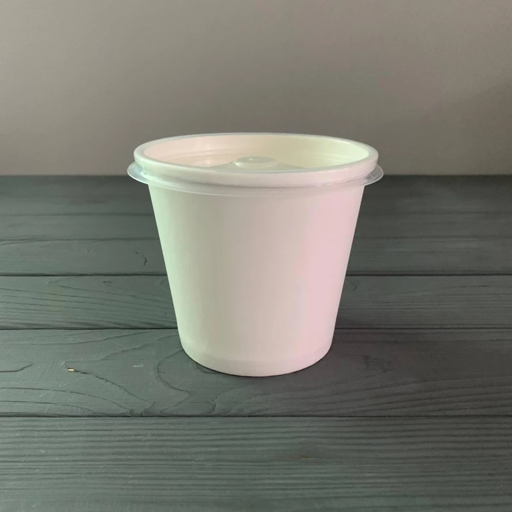 Супник бумажный Белый 360мл с крышкой D-90mm (25шт/уп|750шт/ящ)