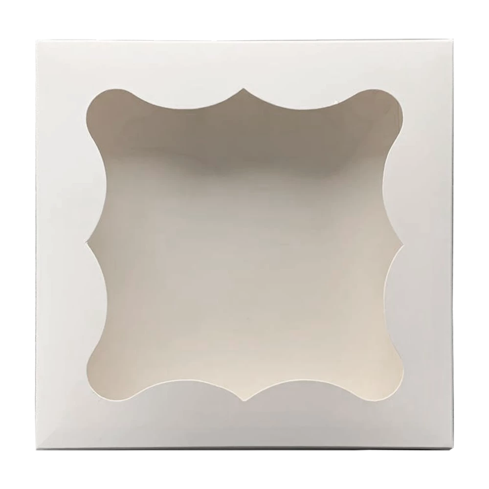 Коробка подарункова біла з віконцем 200*200*30 мм ПДК51