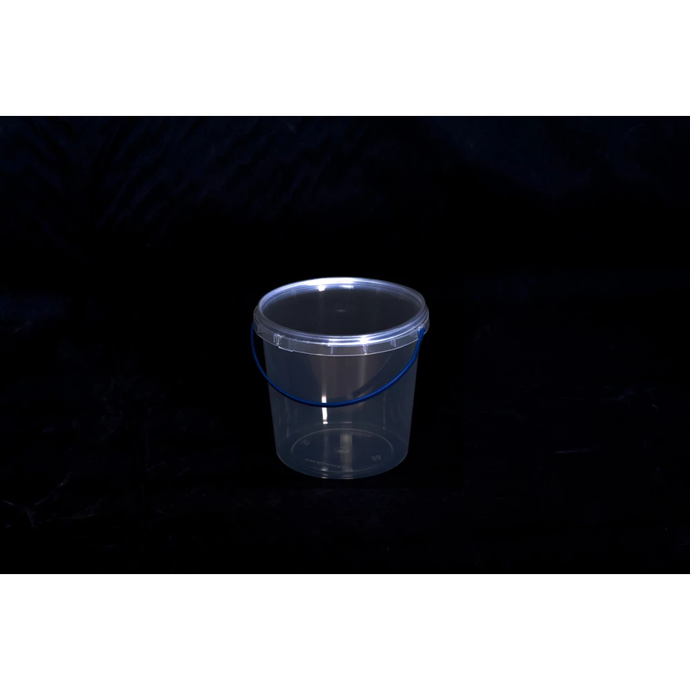 Відро 1л кругле з синьою ручкою, прозоре (50/400) VP1