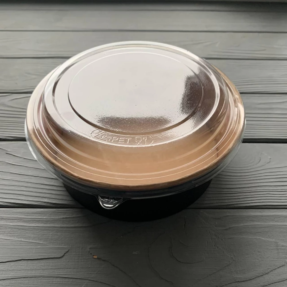 PL-Salad 1.25 Салатник паперовий Чорний/Крафт 1250мл з ПЕТ кришкою (25/50шт/уп)