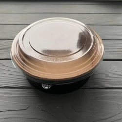 PL-Salad 1.25 Салатник паперовий Чорний/Крафт 1250мл з ПЕТ кришкою (25/50шт/уп)