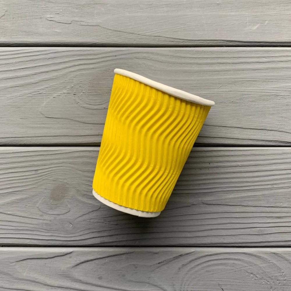 Стакан гофрований жовтий 250мл TGY250 (20шт/уп|700шт/ящ) 75мм
