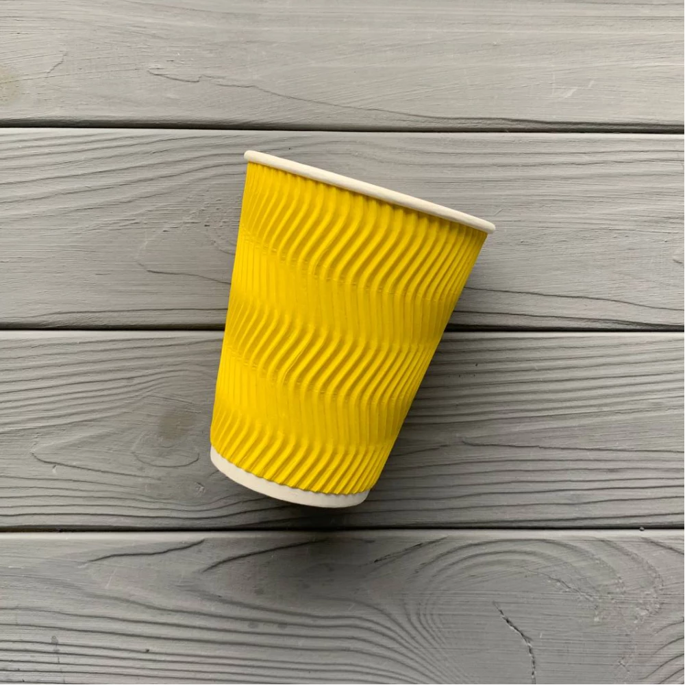 Стакан гофрований жовтий 400мл TGY400 (15шт/уп|450шт/ящ) 91мм