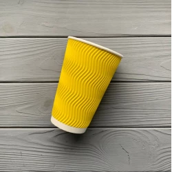 Стакан гофрований жовтий 500мл TGY500 (15шт/уп|450шт/ящ) 91мм