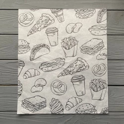 Обгортковий папір жиростійкий 30г 280х330мм з друком 1000шт/уп