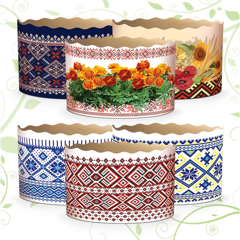 Форма для паски Біла “Вишиванка“ Ø130 мм, висота 85 мм ФП52