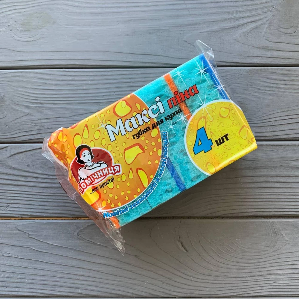 Губки кухонні “Максі піна“ “Помічниця“ (4шт/уп|50уп/ящ)