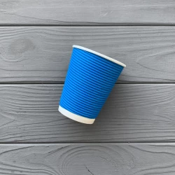 Стакан гофра 180мл Синій (25шт/уп|1375шт/ящ) 69мм PLG180Bl