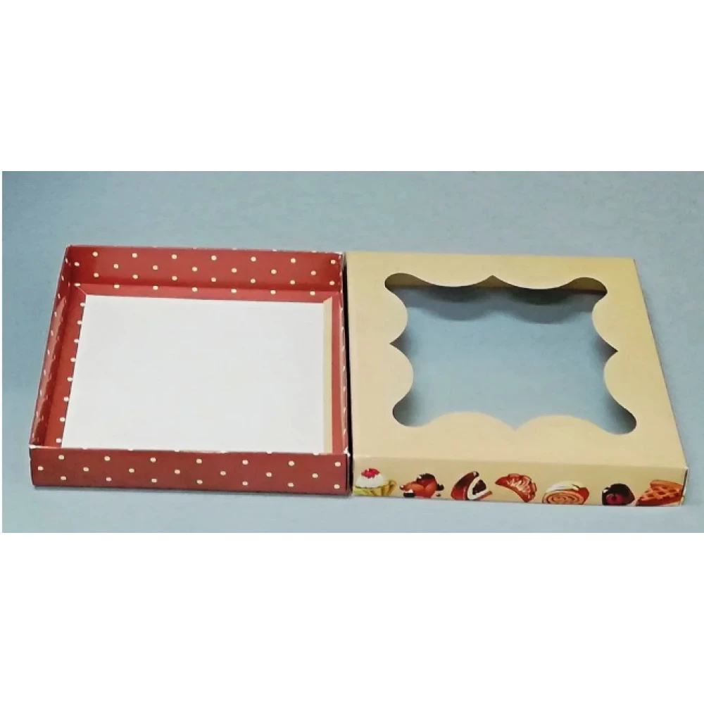 Картонна коробка для пряників з малюнком 155*155*30 К08
