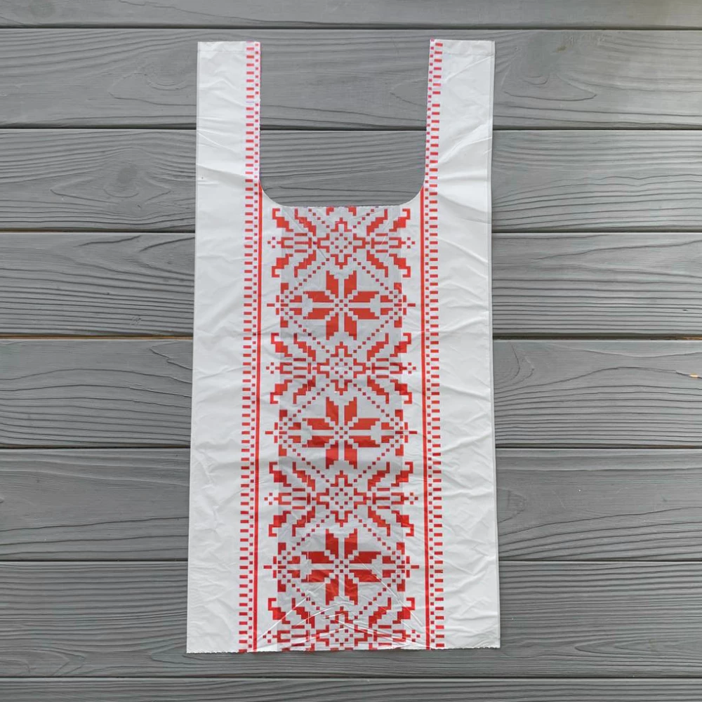 Пакет майка в рулоні Вишиванка 22х45см 30мкм (100шт/рул) С42