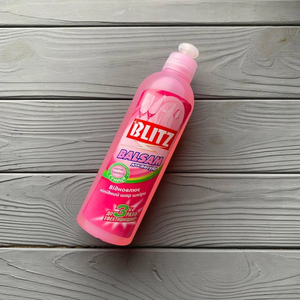 Гель для миття посуду “Blitz полуниця“ 0.4 кг ПЕ пляшка