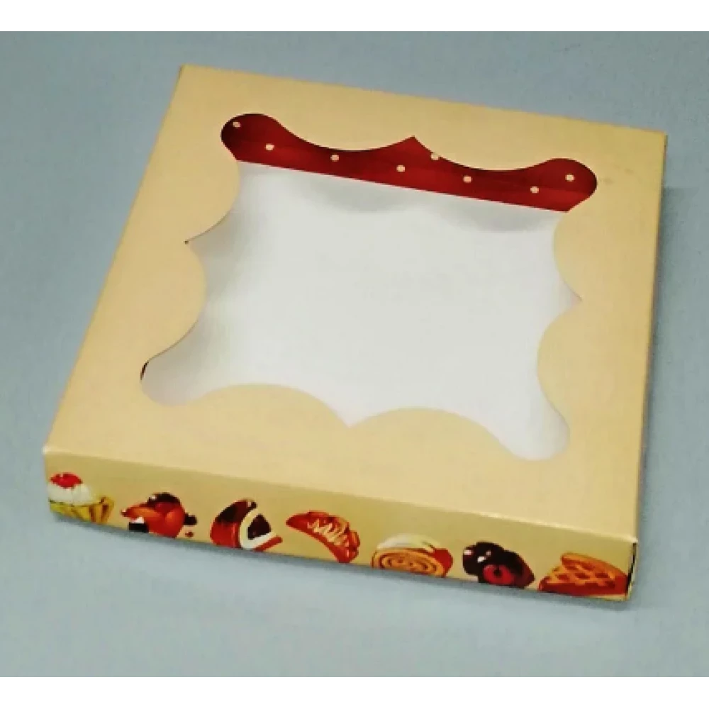 Картонна коробка для пряників з малюнком 155*155*30 К08