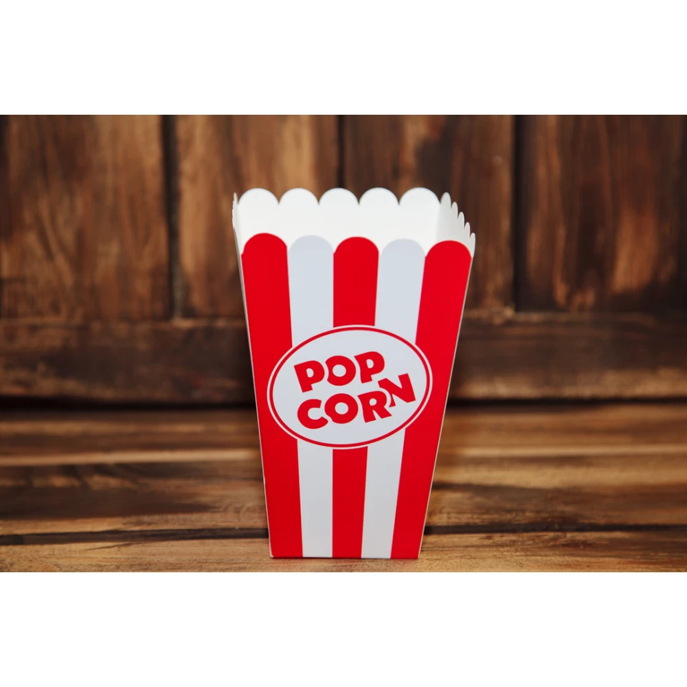 Коробка попкорн 1 л. Червоно-біла (50шт/уп)