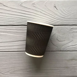 Стакан гофрований Чорний 250мл 80мм (30шт/уп|28уп/ящ) UMGB250