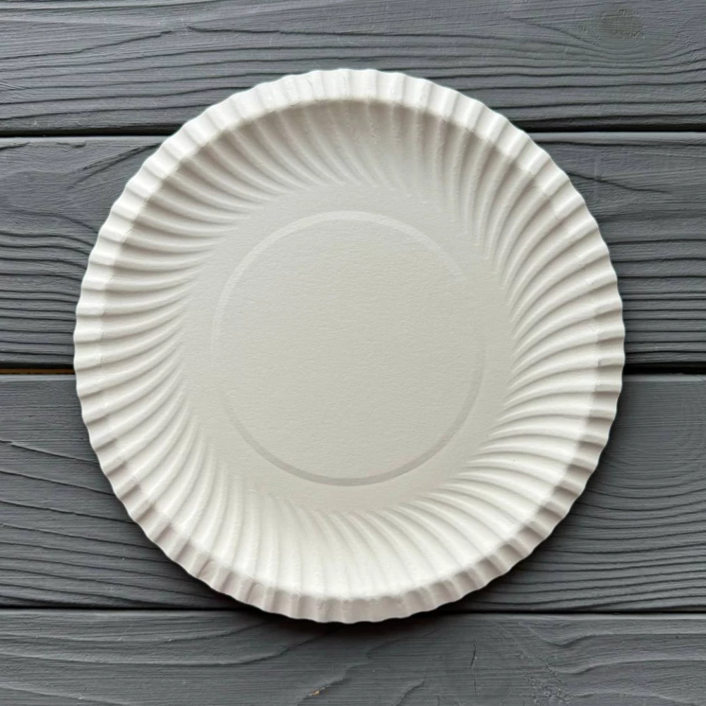 Паперова тарілка кругла біла Без ламінації 185мм (100шт/уп|2400шт/ящ) TPK183