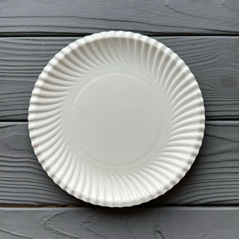 Тарілка паперова кругла біла з ламінаціею 185мм (100шт/уп|2400шт/ящ) TPKL185