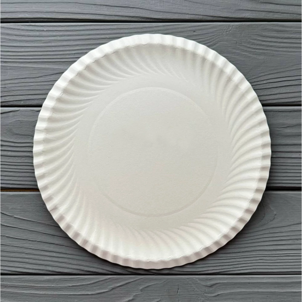 Тарілка паперова кругла біла з ламінаціею 225мм (100шт/уп|2400шт/ящ) TPKL225