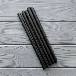 Трубочка 10мм Чорна BUBBLE TEA Коса 21см  (250шт/уп 16уп\ящ)