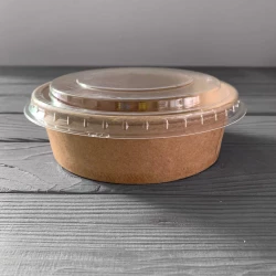 Салатник бумажный Крафт 600мл с крышкой ПС-313 (50шт/уп|500шт/ящ)