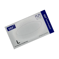 SEF Рукавички нітрилові неприпудрені ОСОБЛИВО ЧУТЛИВІ СИНІ (3,0г.) роз. L (100шт/уп) Арт.259404