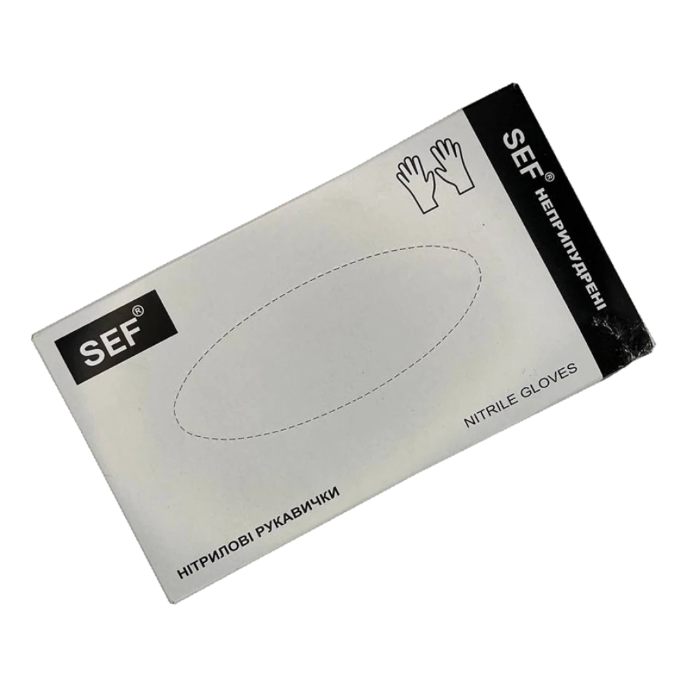 SEF Рукавички нітрилові нестерильні неприпудрені Чорні (4г.) роз.L (100шт/уп) Арт.259304