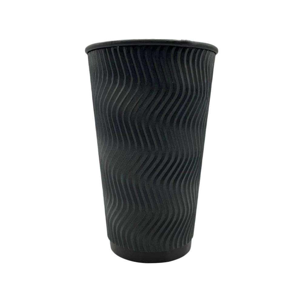 Стакан гофрований Чорний 450мл 90мм (20шт/уп|24уп/ящ) UMGB450