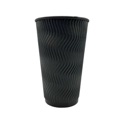 Стакан гофрований Чорний 450мл 90мм (20шт/уп|24уп/ящ) UMGB450