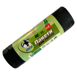 Пакет для сміття Бравий Кок Чорний 90л/25шт Ш65хВ100 (30шт/міш)