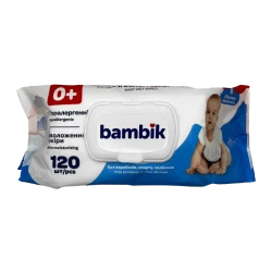 Bambik Вологі серветки дитячі з вівсяним молочком з клапаном 120шт (9уп/ящ)