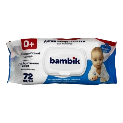 Bambik Вологі серветки дитячі з екстрактом липи з клапаном 72шт (9уп/ящ)