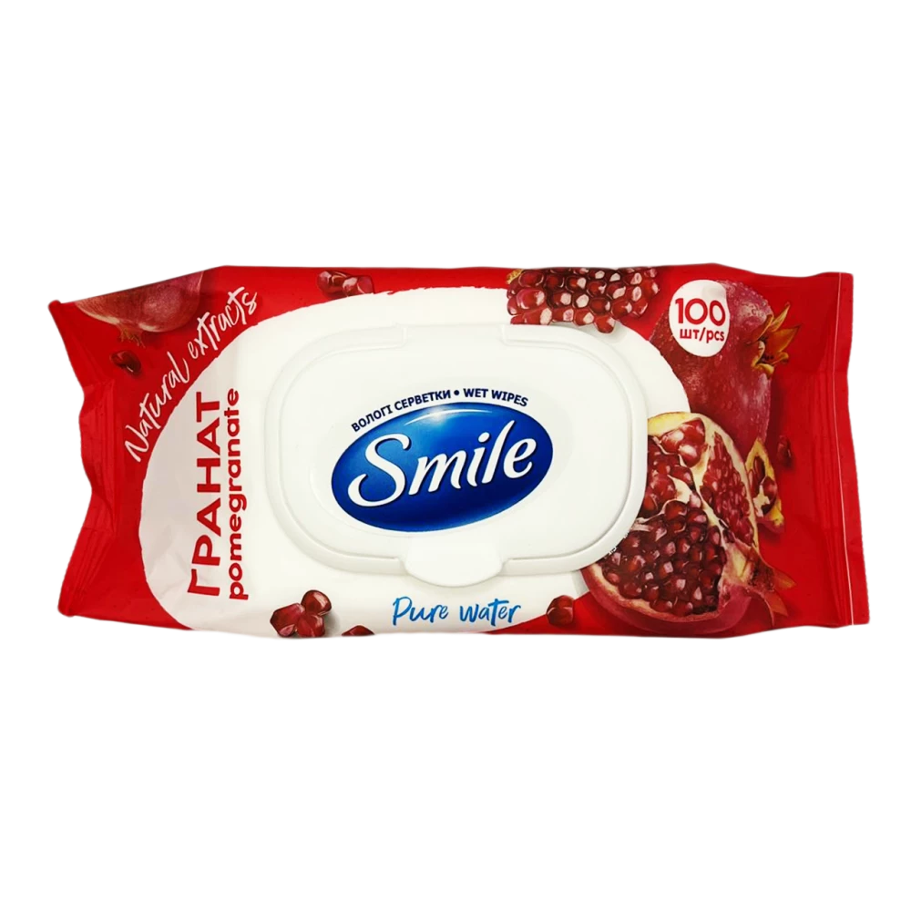 SMILE Daliy Вологі серветки з запахом Гранату з клапаном 100шт (9уп/ящ)