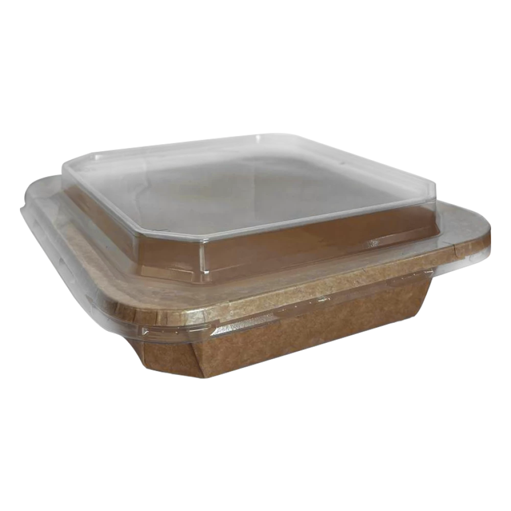 Салатник крафт квадратный с крышкой 1000мл 178х178х50мм S (50шт/уп|300шт/ящ) HS1000K