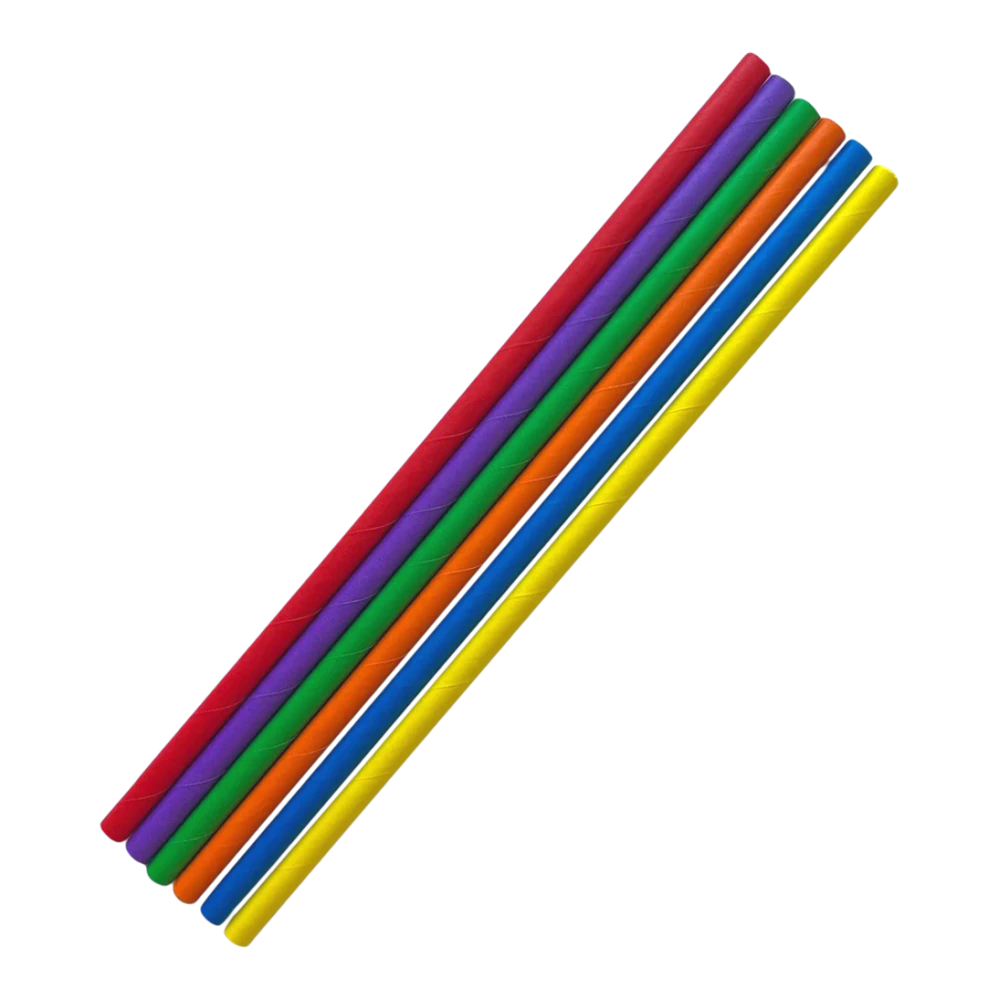 Трубочка бумажная цветная. D6-195мм (100шт/уп) ТПК6