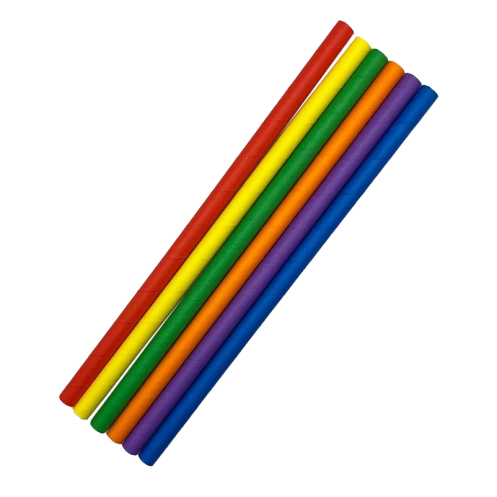 Трубочка бумажная цветная. D8-195мм (100шт/уп) ТПК8-195