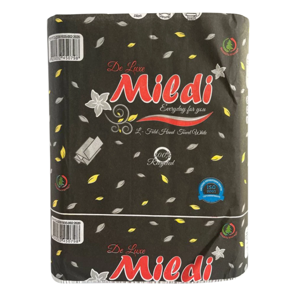 Паперові рушники білі целюлоза Z “Mildi“ 2-х шар. (200шт)