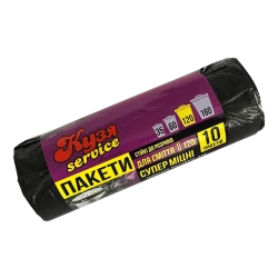 Пакет для сміття Кузя сервіс 120л/10шт Супер міцні (30шт/ящ)