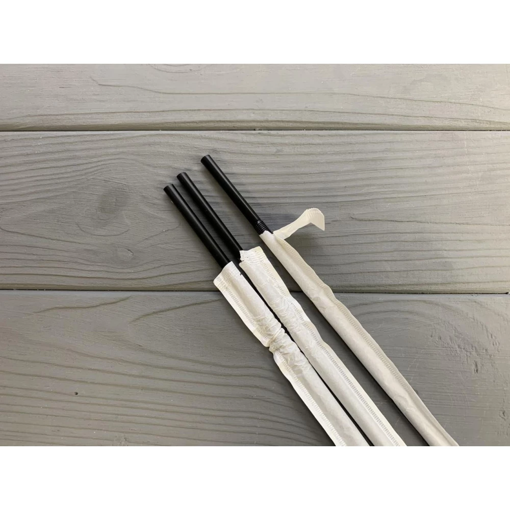 Трубочка в індивідуальній упаковці гофра чорна 200 шт