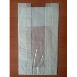 Бумажный пакет с прозрачной вставкой 220х120х50/40 мм 56