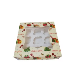 Коробка для тістечка 250*170*80 мм. (віконце) з принтом подарунок