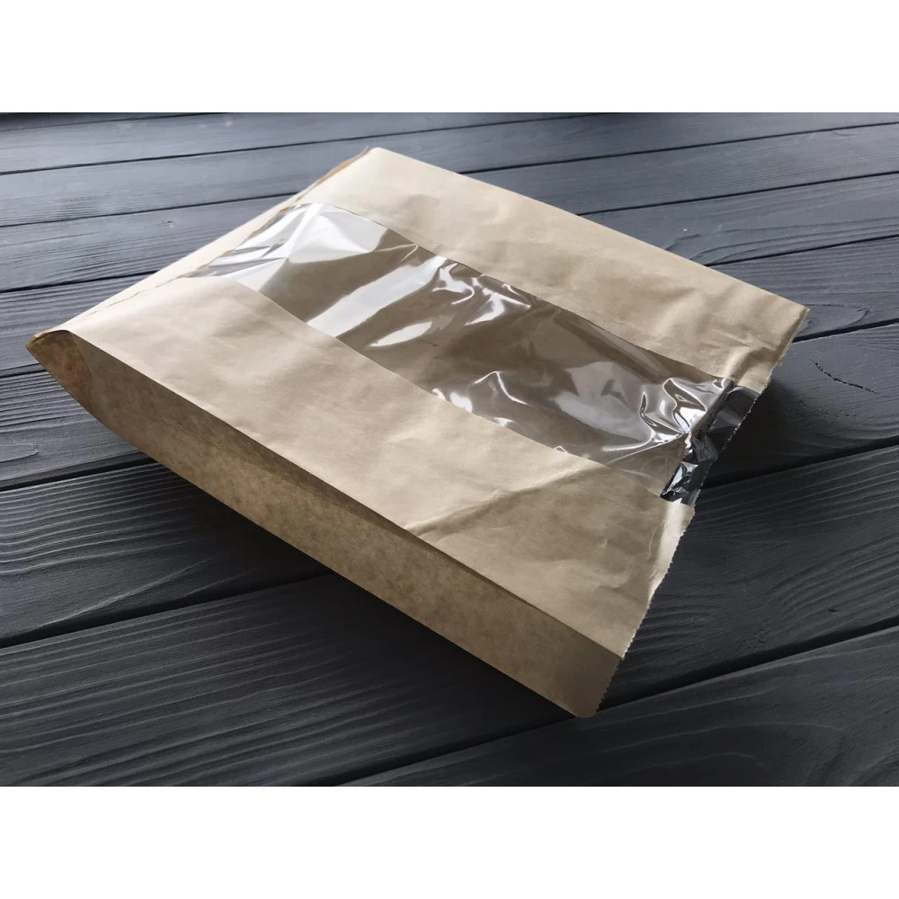 Паперовий пакет з прозорою вставкою 300х220х50 124Ф