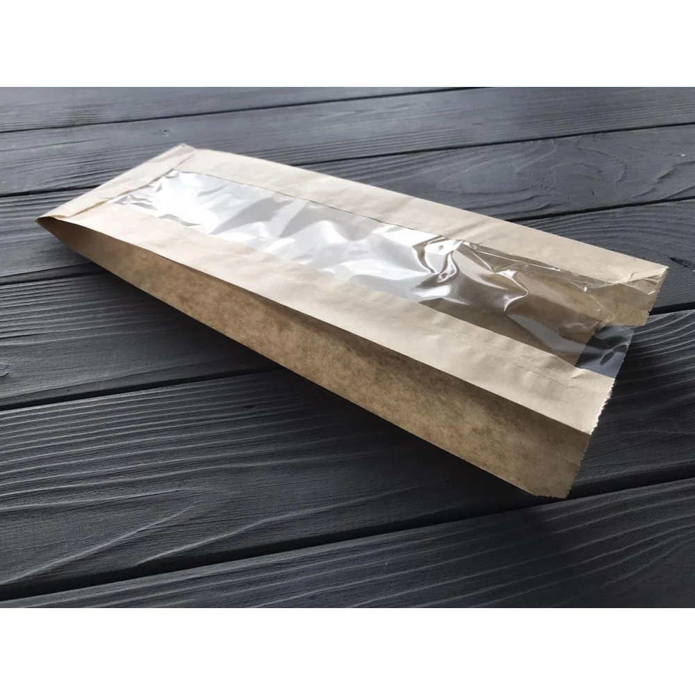 Паперовий пакет з прозорою вставкою 300х100х40 125Ф