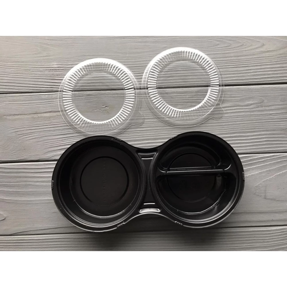 Соусник 3-х секційний чорний (230мл)