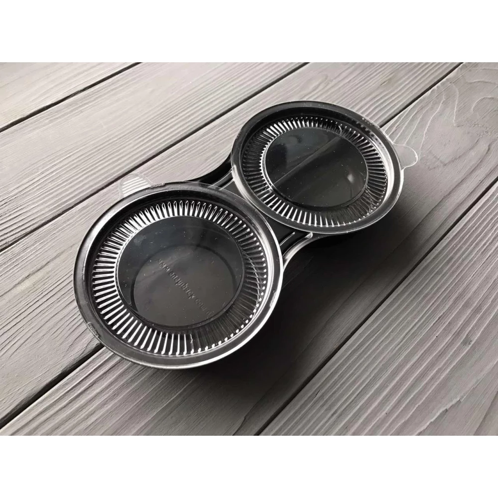 Соусник 3-х секційний чорний (230мл)