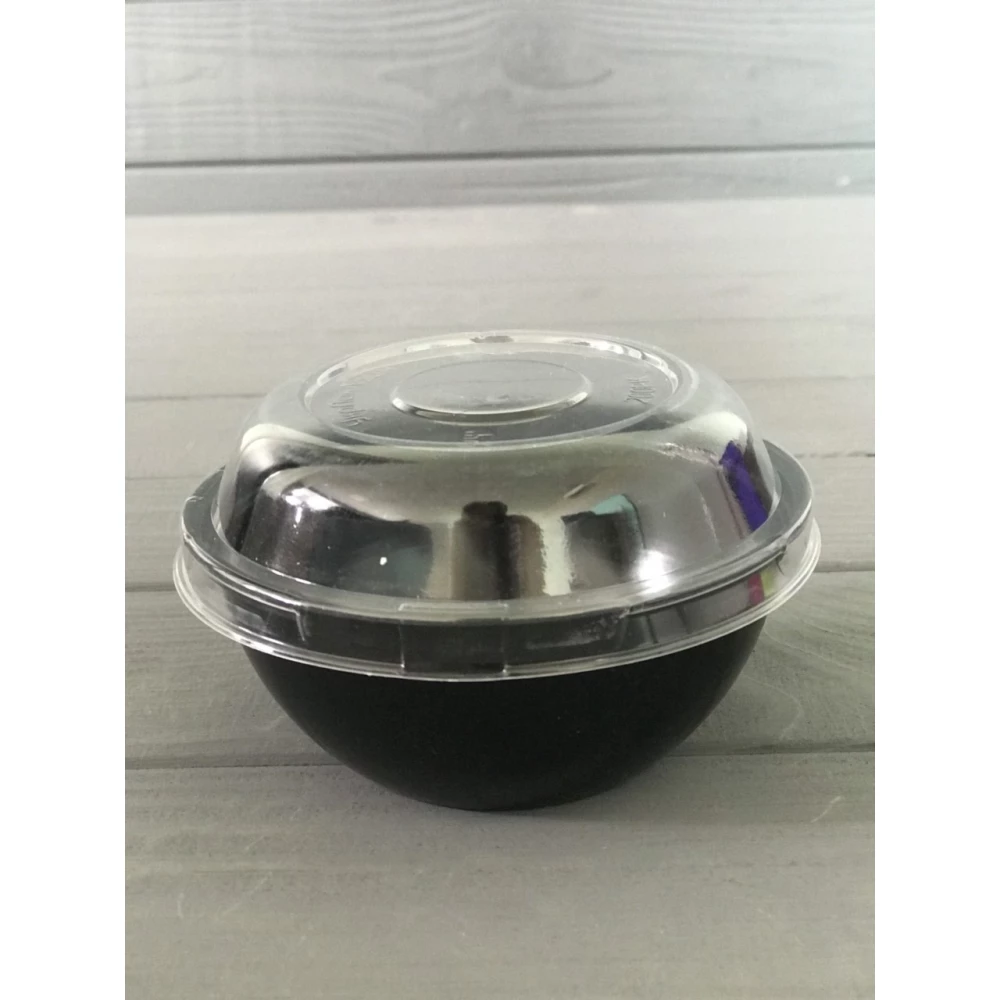 Салатник з кришкою 200 мл чорний (1000шт/ящ) 200BL